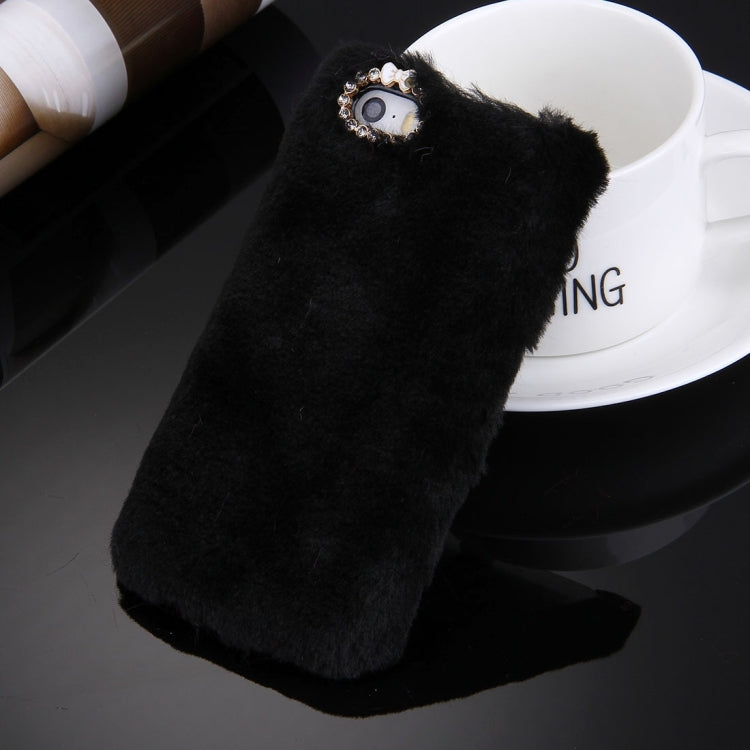 For iPhone 5 & 5s & SE Diamond Encrusted Winter Warm Fur Plastic Case