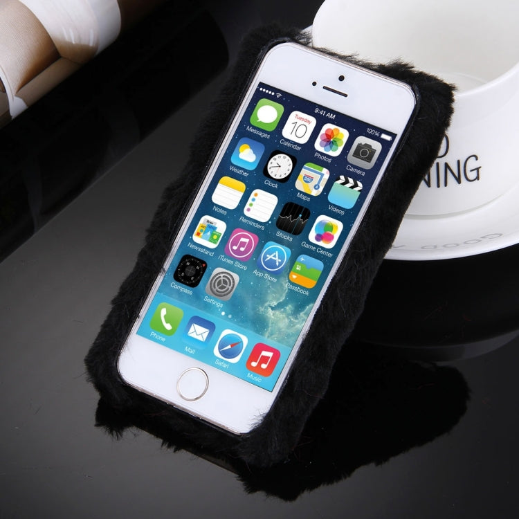 For iPhone 5 & 5s & SE Diamond Encrusted Winter Warm Fur Plastic Case