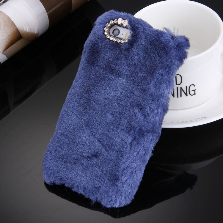 For iPhone 5 & 5s & SE Diamond Encrusted Winter Warm Fur Plastic Case