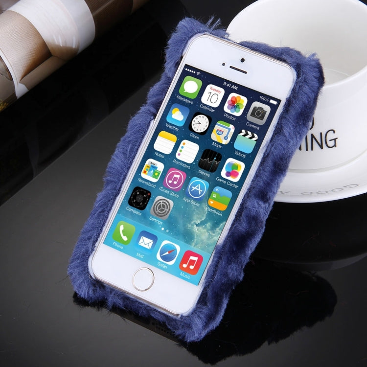For iPhone 5 & 5s & SE Diamond Encrusted Winter Warm Fur Plastic Case