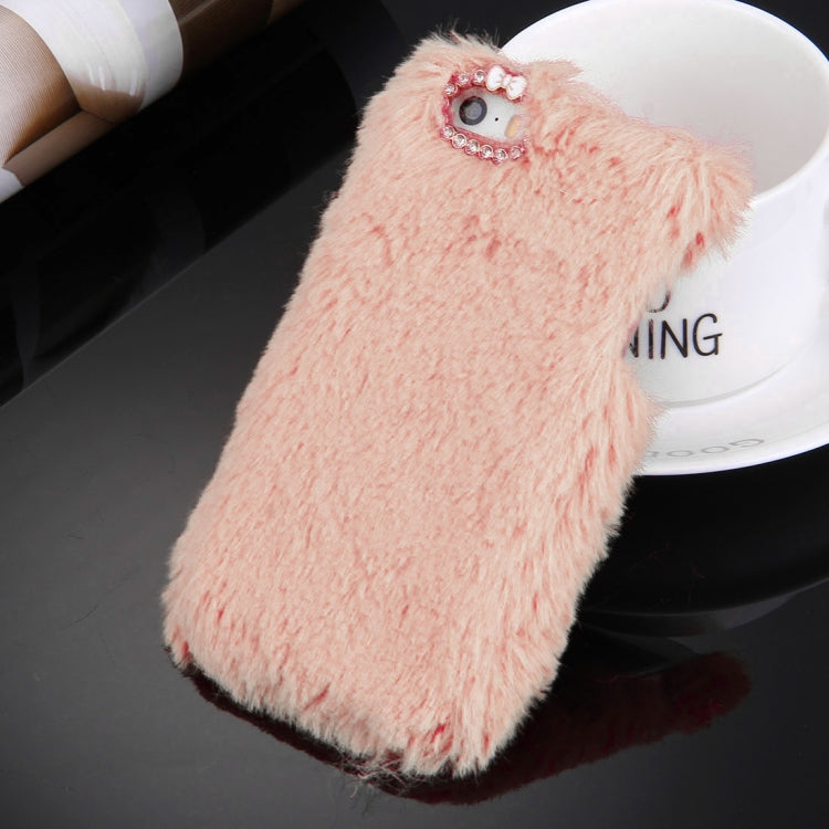 For iPhone 5 & 5s & SE Diamond Encrusted Winter Warm Fur Plastic Case