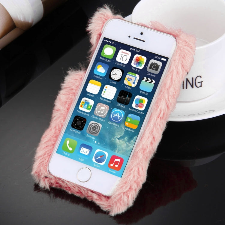 For iPhone 5 & 5s & SE Diamond Encrusted Winter Warm Fur Plastic Case