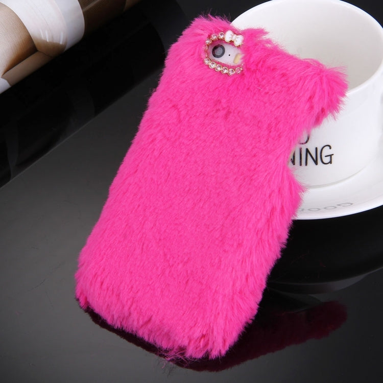 For iPhone 5 & 5s & SE Diamond Encrusted Winter Warm Fur Plastic Case