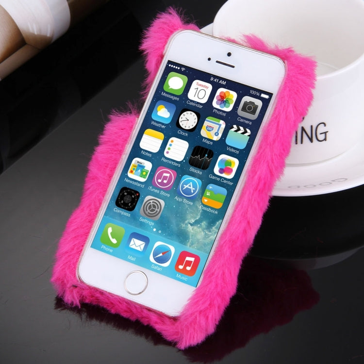 For iPhone 5 & 5s & SE Diamond Encrusted Winter Warm Fur Plastic Case