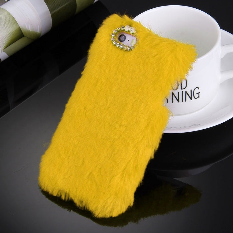 For iPhone 5 & 5s & SE Diamond Encrusted Winter Warm Fur Plastic Case