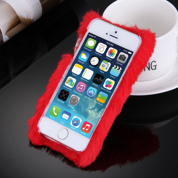 For iPhone 5 & 5s & SE Diamond Encrusted Winter Warm Fur Plastic Case