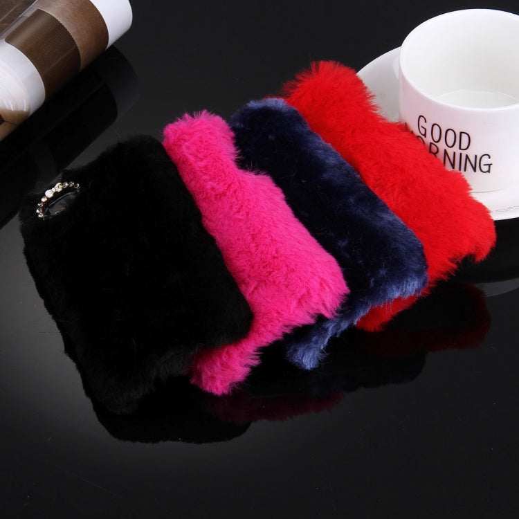 For iPhone 5 & 5s & SE Diamond Encrusted Winter Warm Fur Plastic Case