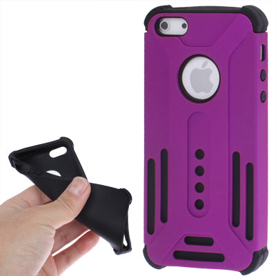 2 in 1 (Hard Plastic + Soft Silicone Material) Combination Case for iPhone 5 & 5s & SE (Purple)