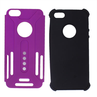 2 in 1 (Hard Plastic + Soft Silicone Material) Combination Case for iPhone 5 & 5s & SE (Purple)