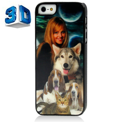 3D Effects Style Girl and Wolf  Pattern Plastic Case for iPhone 5 & 5s & SE