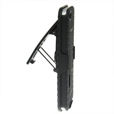 Belt Clip with 180 Degrees Rotates Holster Plaid Texture Frosted Plastic Case + Stand for iPhone 5 & 5s & SE (Black)