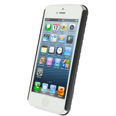 Belt Clip with 180 Degrees Rotates Holster Plaid Texture Frosted Plastic Case + Stand for iPhone 5 & 5s & SE (Black)