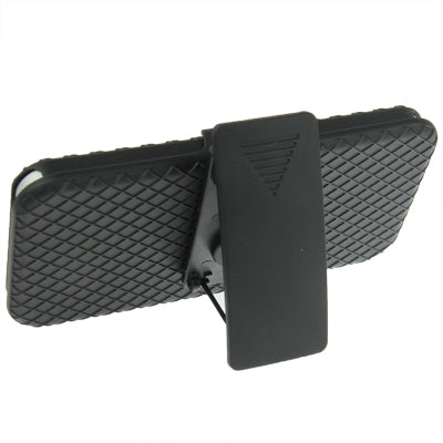 Belt Clip with 180 Degrees Rotates Holster Plaid Texture Frosted Plastic Case + Stand for iPhone 5 & 5s & SE (Black)