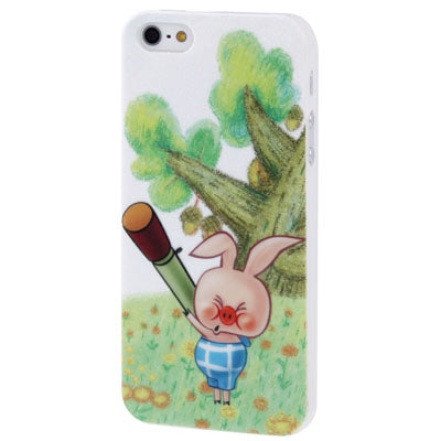 Ultra Slim Cartoon Pig Pattern Fluorescent Effect Frosted Plastic Case for iPhone 5