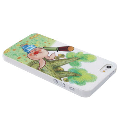 Ultra Slim Cartoon Pig Pattern Fluorescent Effect Frosted Plastic Case for iPhone 5