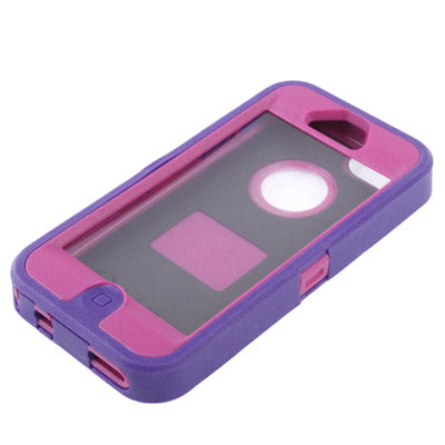 Defender Series Drip / Dust / Scratches Proof Protective Shell with Belt Clip for iPhone 5(Purple)