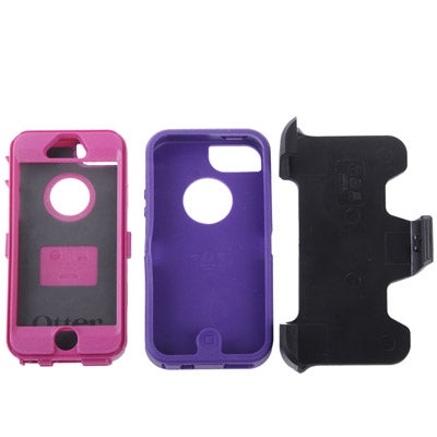 Defender Series Drip / Dust / Scratches Proof Protective Shell with Belt Clip for iPhone 5(Purple)