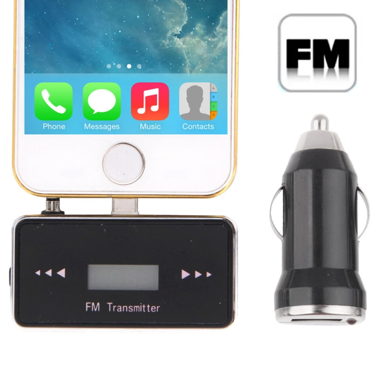 FM Transmitter, Radio Transmitter Wireless FM with 3.5mm Jack 5V 1A USB Car Charger, For iPhone 6 & 6s & 6 Plus & 6s Plus / iPhone 5 & 5S & SE & 5C / iPad(Black)