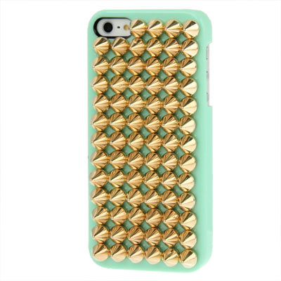 Golden Punk Pyramid Studded Design Studs Rivet Hard Back Case for iPhone 5 & 5s & SE
