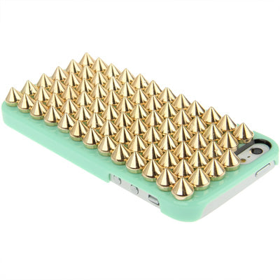 Golden Punk Pyramid Studded Design Studs Rivet Hard Back Case for iPhone 5 & 5s & SE