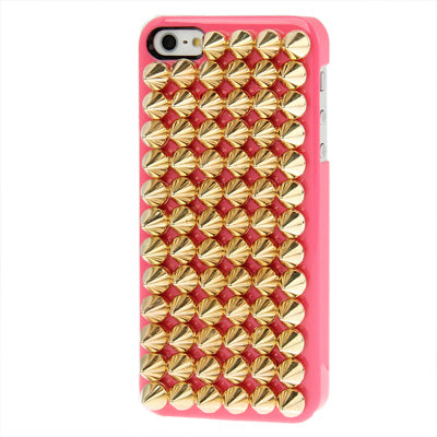 Golden Punk Pyramid Studded Design Studs Rivet Hard Back Case for iPhone 5 & 5s & SE