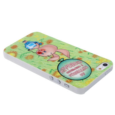 Ultra Slim Cartoon Pig Pattern Fluorescent Light Frosted Plastic Case for iPhone 5