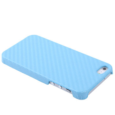 Carbon Fiber Texture Paste Skin Plastic Protection Case for iPhone 5 & 5s & SE (Baby Blue)