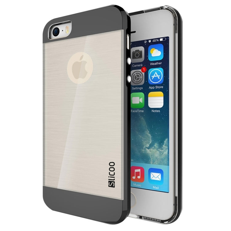 Slicoo Brushed Texture Electroplating Transparent Combination Case for iPhone 5S