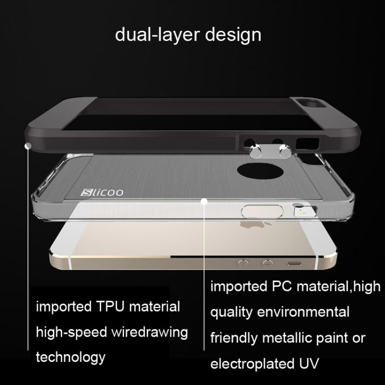 Slicoo Brushed Texture Electroplating Transparent Combination Case for iPhone 5S