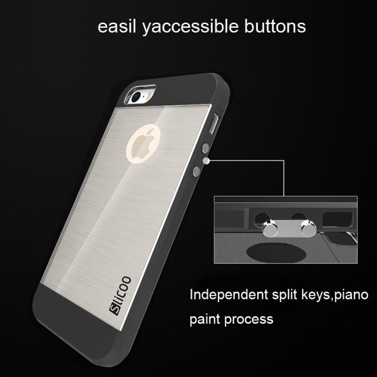 Slicoo Brushed Texture Electroplating Transparent Combination Case for iPhone 5S