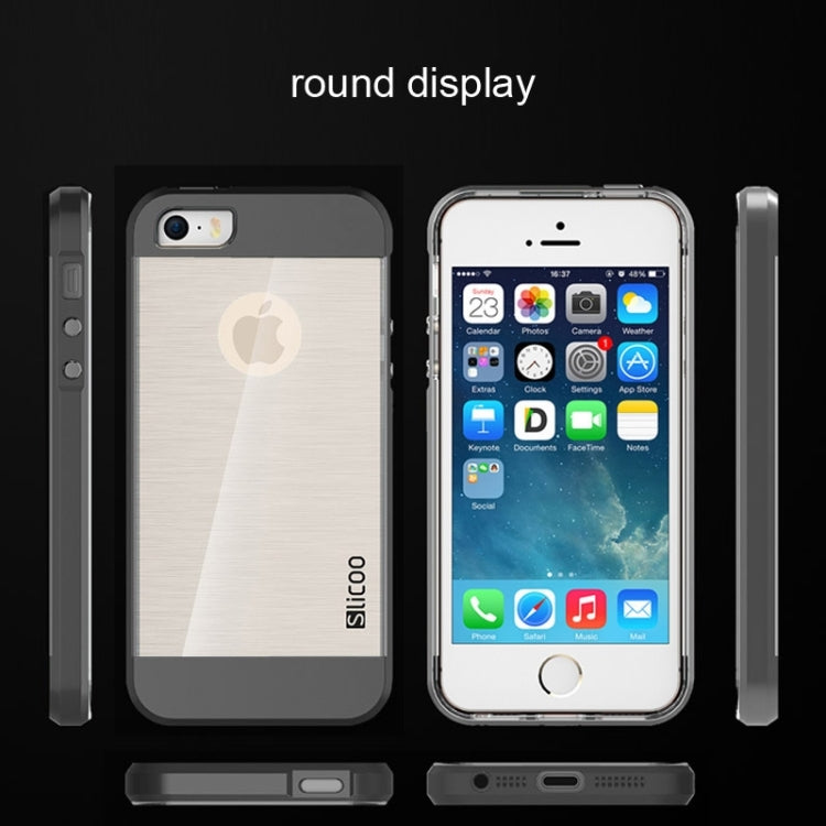 Slicoo Brushed Texture Electroplating Transparent Combination Case for iPhone 5S