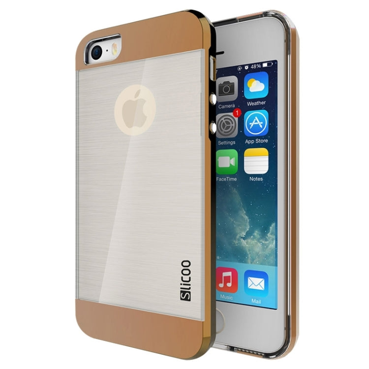 Slicoo Brushed Texture Electroplating Transparent Combination Case for iPhone 5S