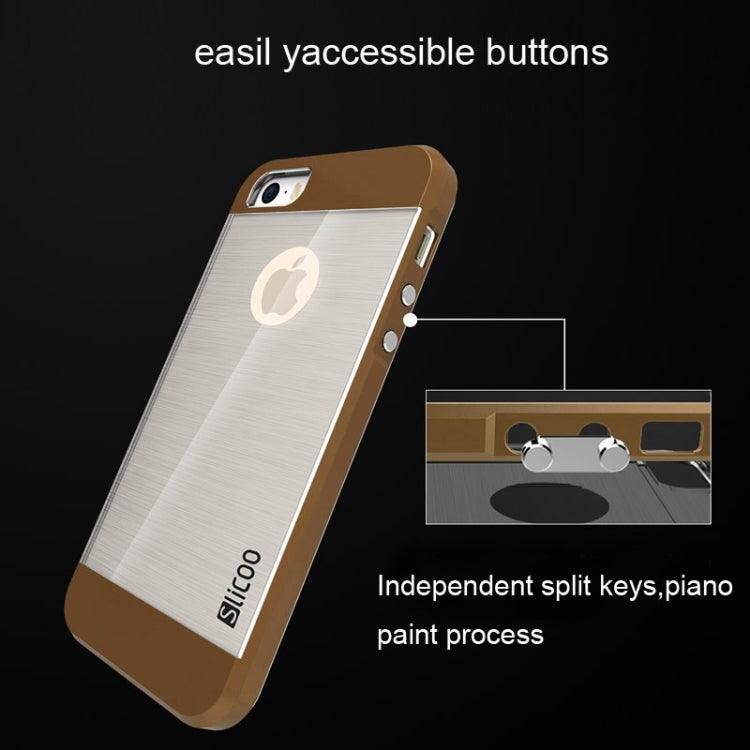 Slicoo Brushed Texture Electroplating Transparent Combination Case for iPhone 5S