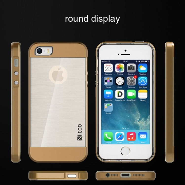 Slicoo Brushed Texture Electroplating Transparent Combination Case for iPhone 5S