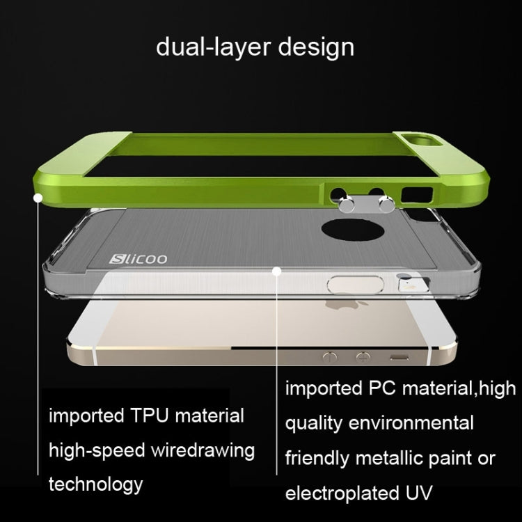 Slicoo Brushed Texture Electroplating Transparent Combination Case for iPhone 5S