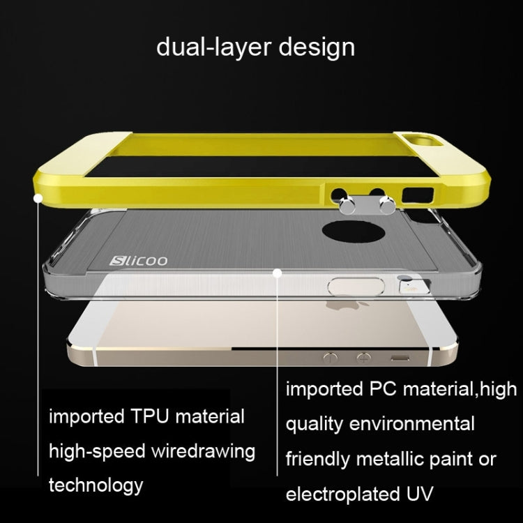 Slicoo Brushed Texture Electroplating Transparent Combination Case for iPhone 5S
