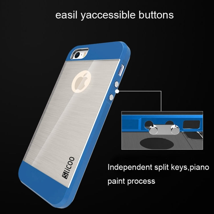 Slicoo Brushed Texture Electroplating Transparent Combination Case for iPhone 5S