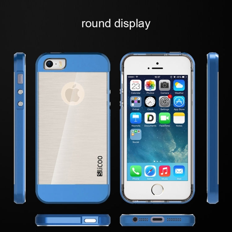 Slicoo Brushed Texture Electroplating Transparent Combination Case for iPhone 5S