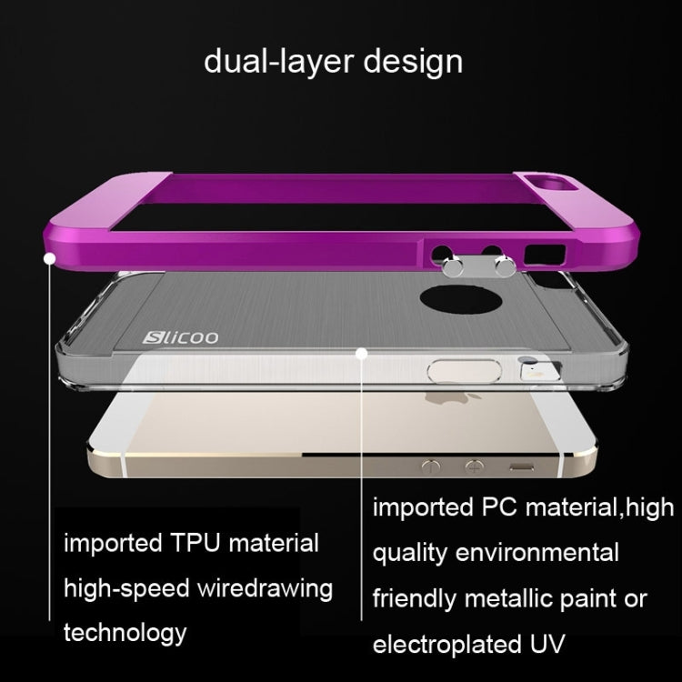 Slicoo Brushed Texture Electroplating Transparent Combination Case for iPhone 5S