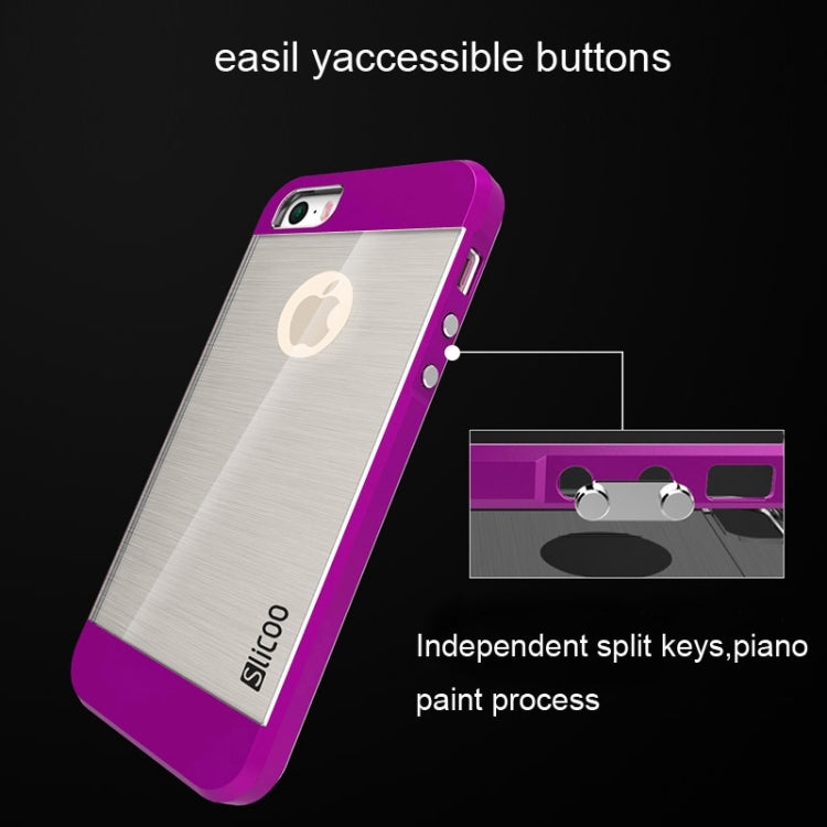 Slicoo Brushed Texture Electroplating Transparent Combination Case for iPhone 5S