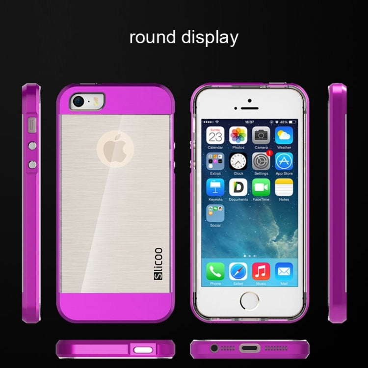 Slicoo Brushed Texture Electroplating Transparent Combination Case for iPhone 5S