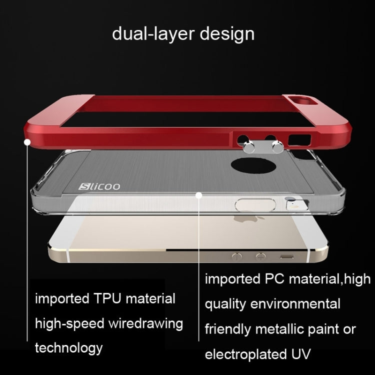 Slicoo Brushed Texture Electroplating Transparent Combination Case for iPhone 5S