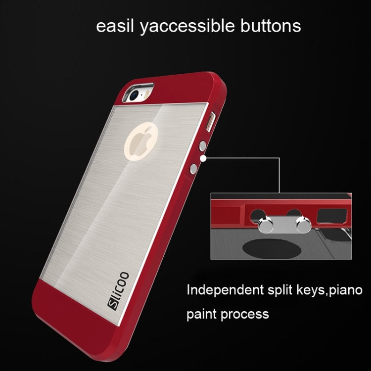 Slicoo Brushed Texture Electroplating Transparent Combination Case for iPhone 5S