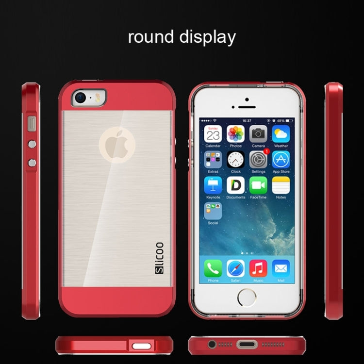 Slicoo Brushed Texture Electroplating Transparent Combination Case for iPhone 5S