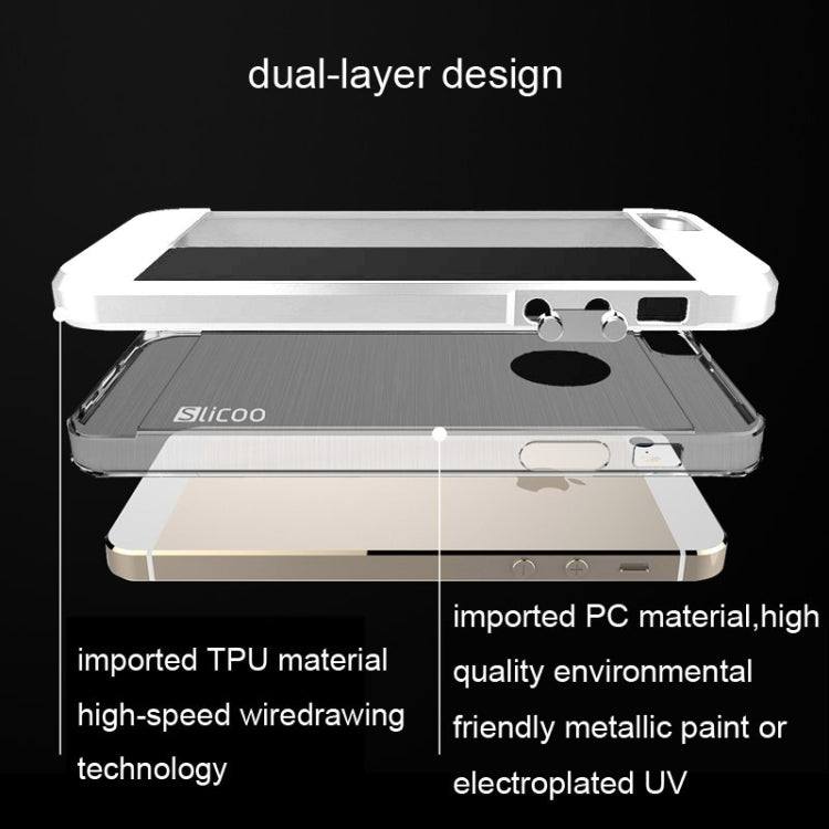 Slicoo Brushed Texture Electroplating Transparent Combination Case for iPhone 5S