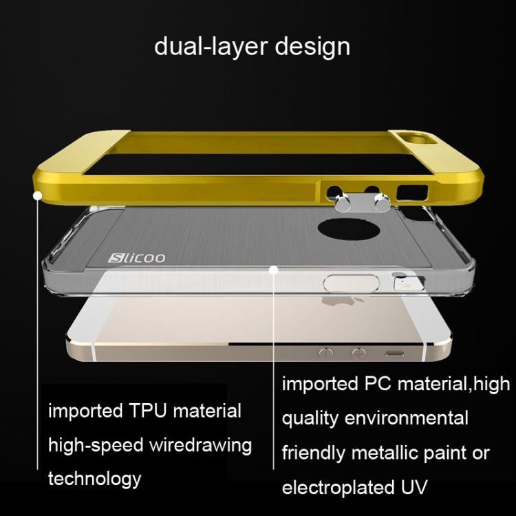 Slicoo Brushed Texture Electroplating Transparent Combination Case for iPhone 5S