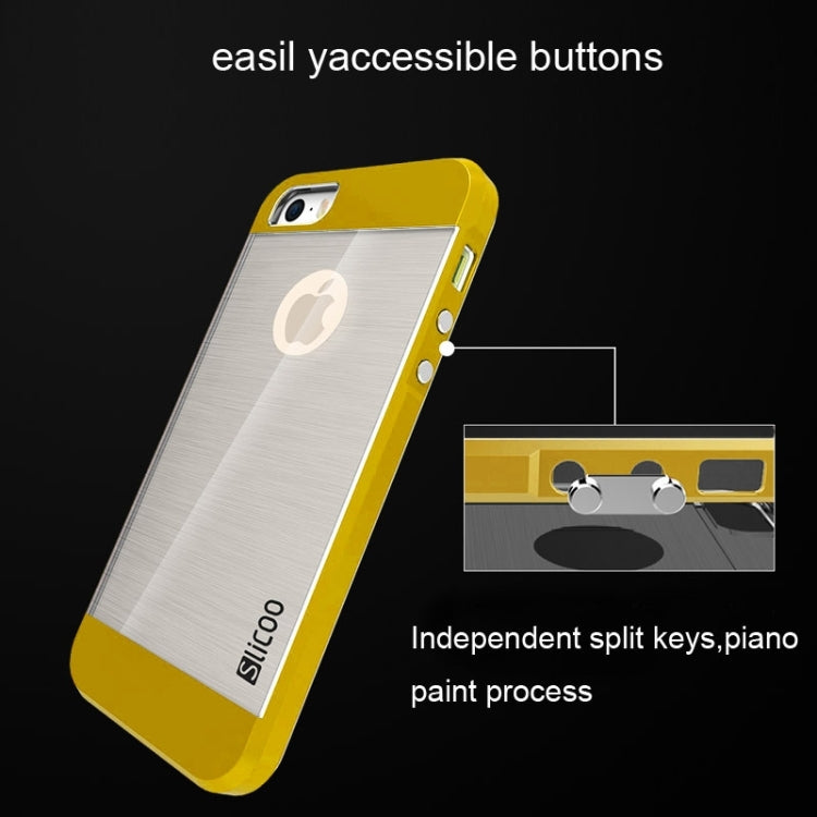 Slicoo Brushed Texture Electroplating Transparent Combination Case for iPhone 5S