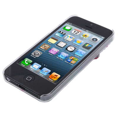 Handmade Pearl Diamond Encrusted Transparent Plastic Hard Case for iPhone 5 & 5s & SE (Red)