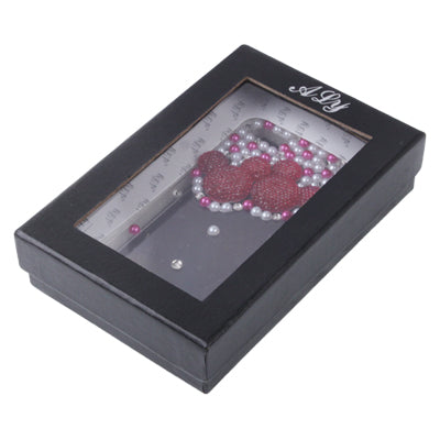 Handmade Pearl Diamond Encrusted Transparent Plastic Hard Case for iPhone 5 & 5s & SE (Red)
