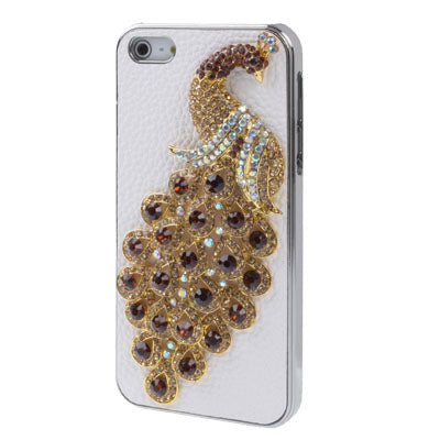 Diamond Pearl 3D Pattern Peacock Style Diamond Series Metal Frame Case for iPhone 5